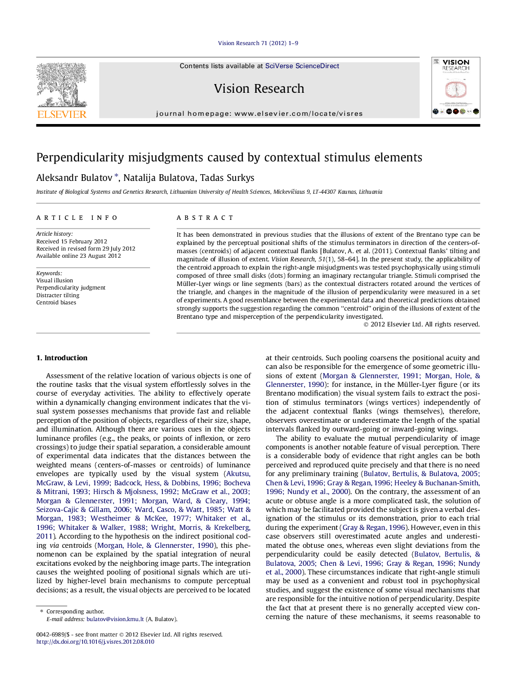 Perpendicularity misjudgments caused by contextual stimulus elements