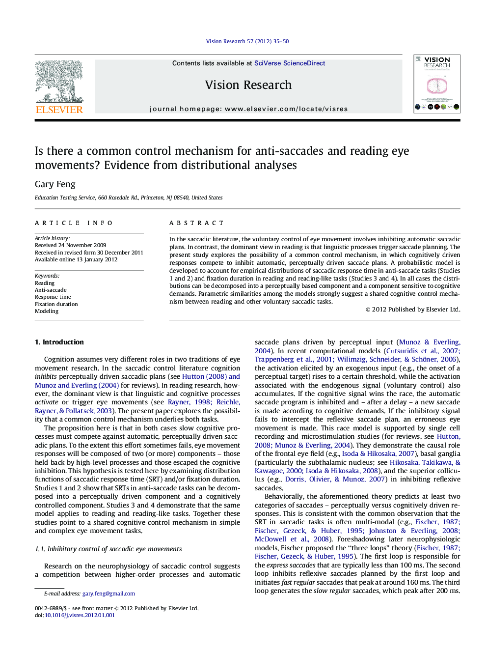 Is there a common control mechanism for anti-saccades and reading eye movements? Evidence from distributional analyses