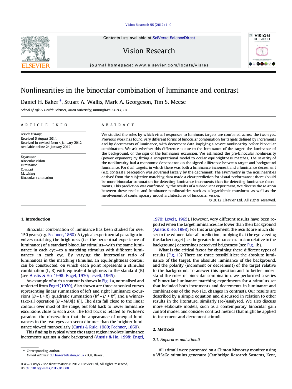 Nonlinearities in the binocular combination of luminance and contrast