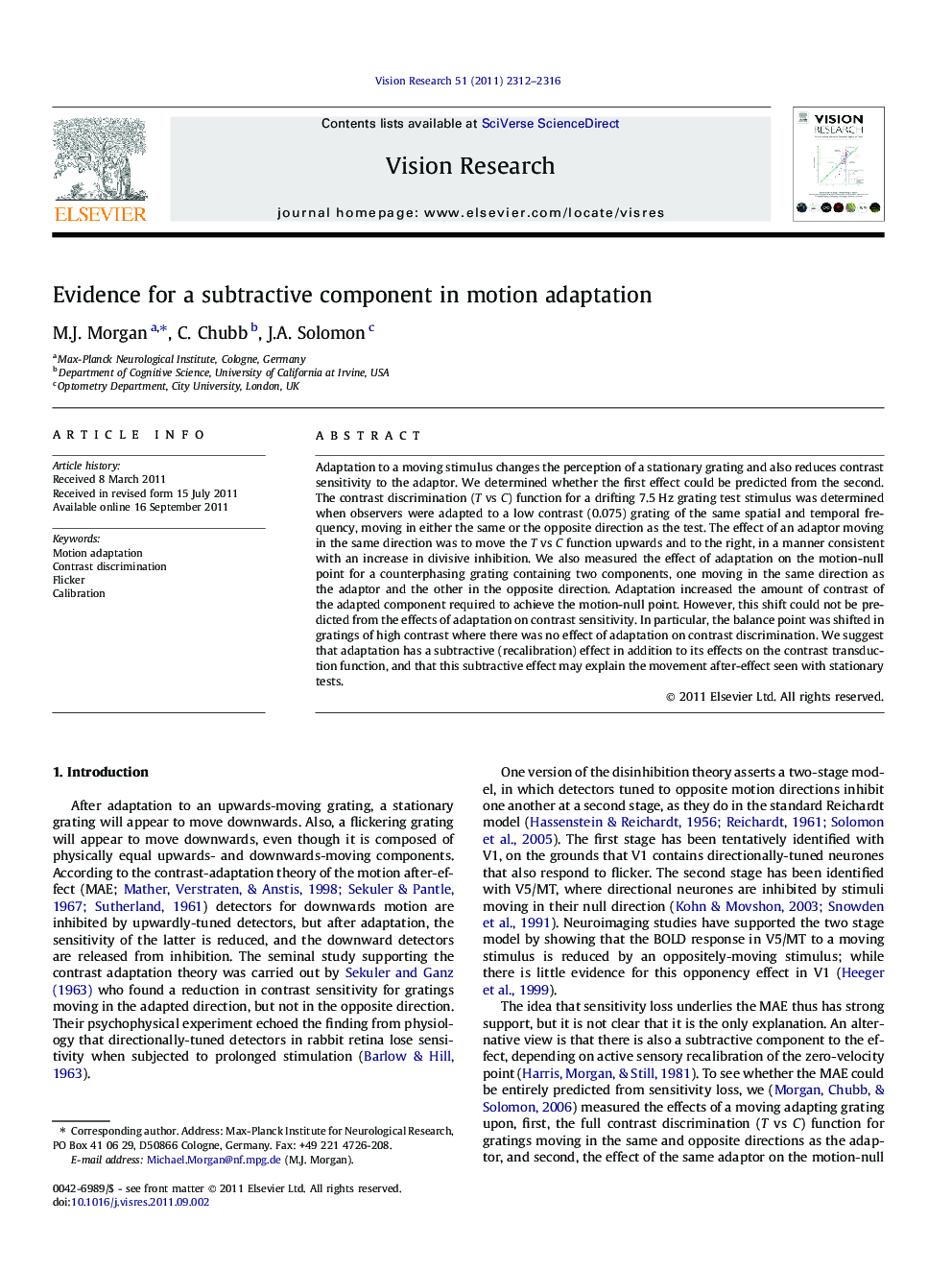 Evidence for a subtractive component in motion adaptation