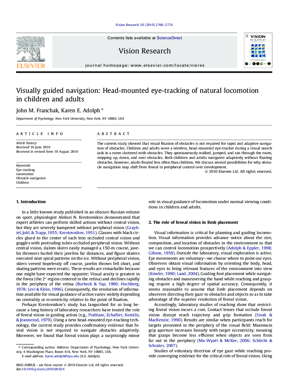 Visually guided navigation: Head-mounted eye-tracking of natural locomotion in children and adults