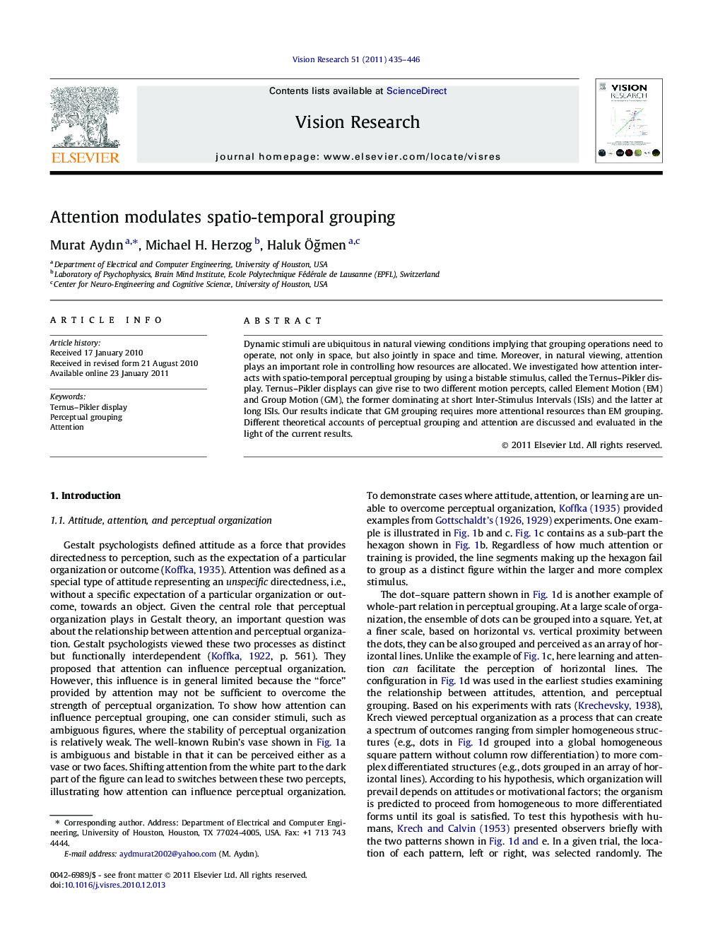 Attention modulates spatio-temporal grouping