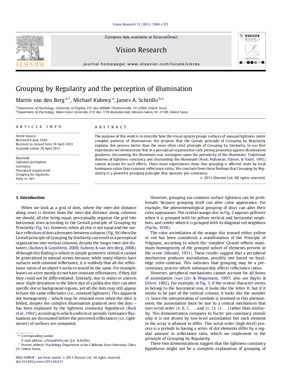 Grouping by Regularity and the perception of illumination