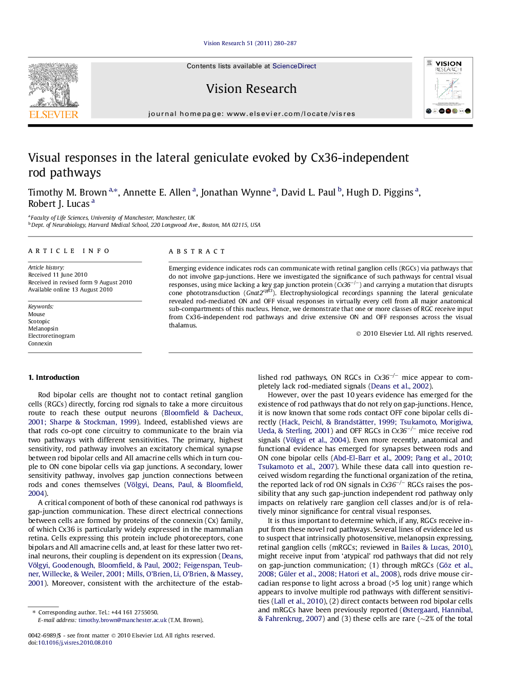 Visual responses in the lateral geniculate evoked by Cx36-independent rod pathways