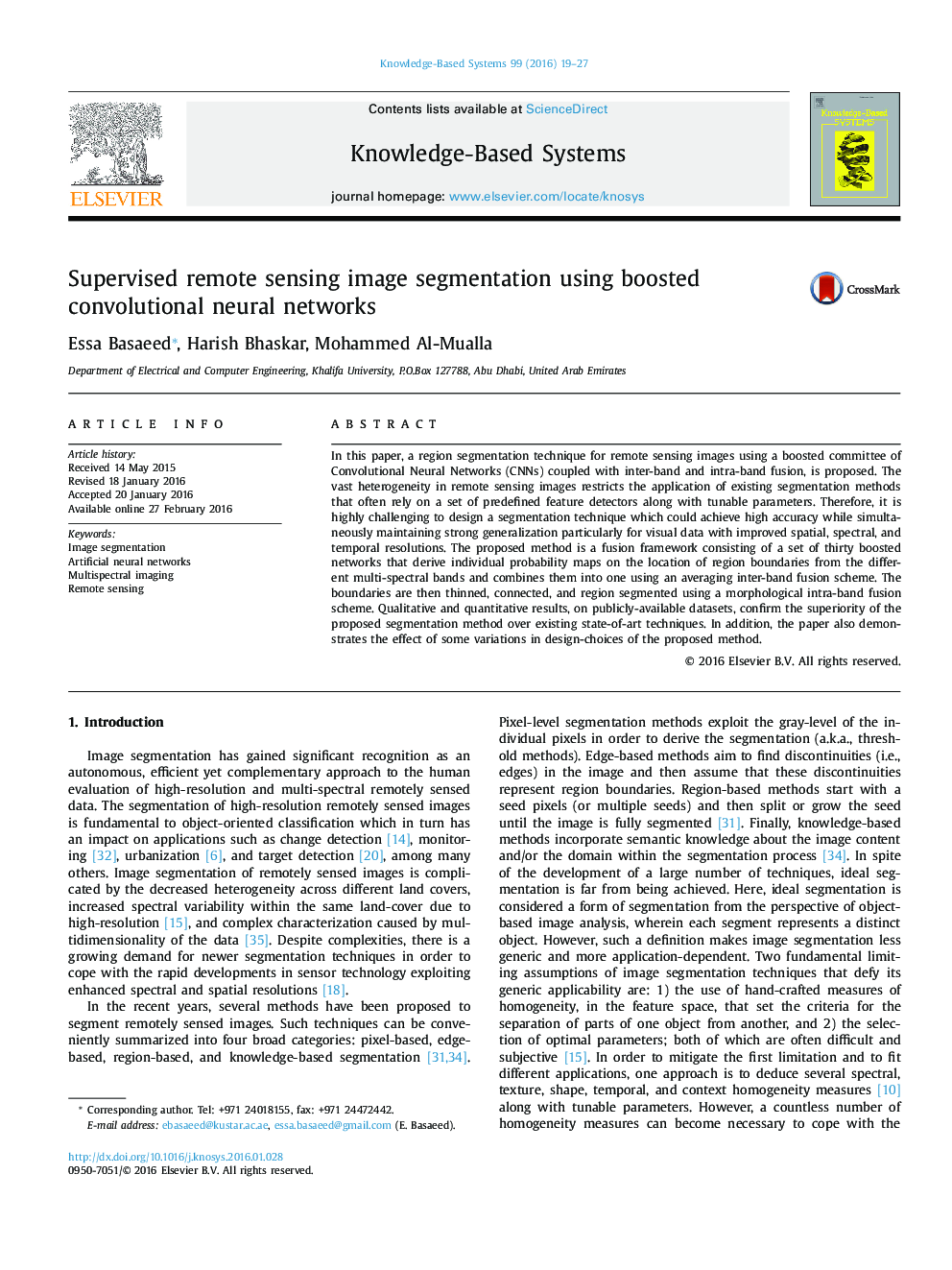 Supervised remote sensing image segmentation using boosted convolutional neural networks