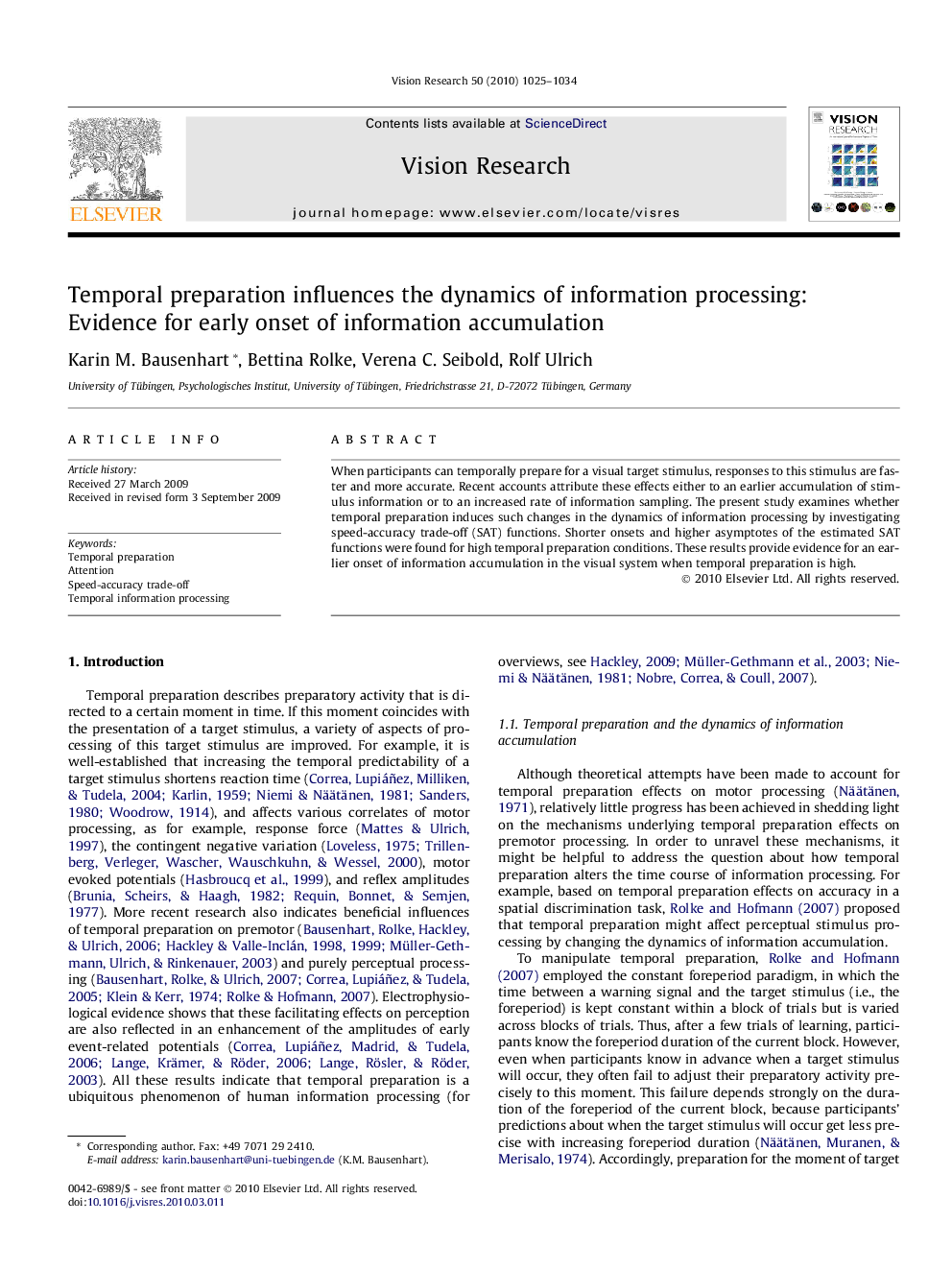 Temporal preparation influences the dynamics of information processing: Evidence for early onset of information accumulation