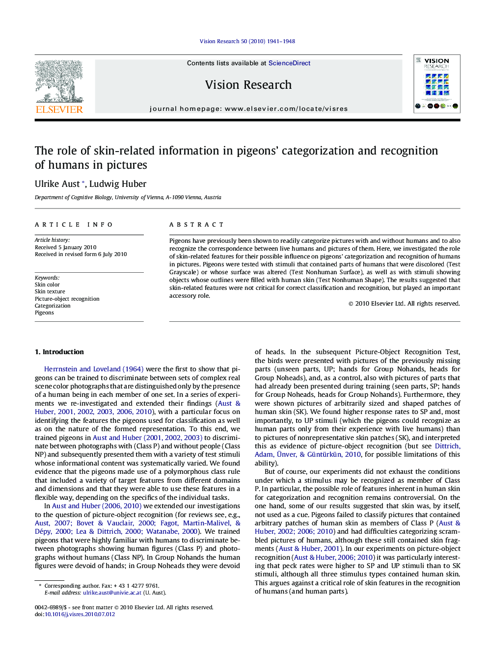 The role of skin-related information in pigeons’ categorization and recognition of humans in pictures