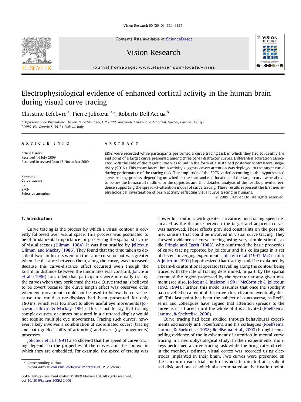 Electrophysiological evidence of enhanced cortical activity in the human brain during visual curve tracing