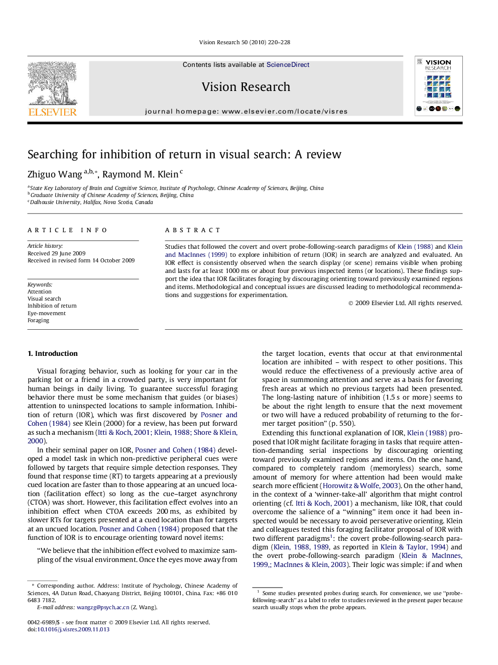 Searching for inhibition of return in visual search: A review