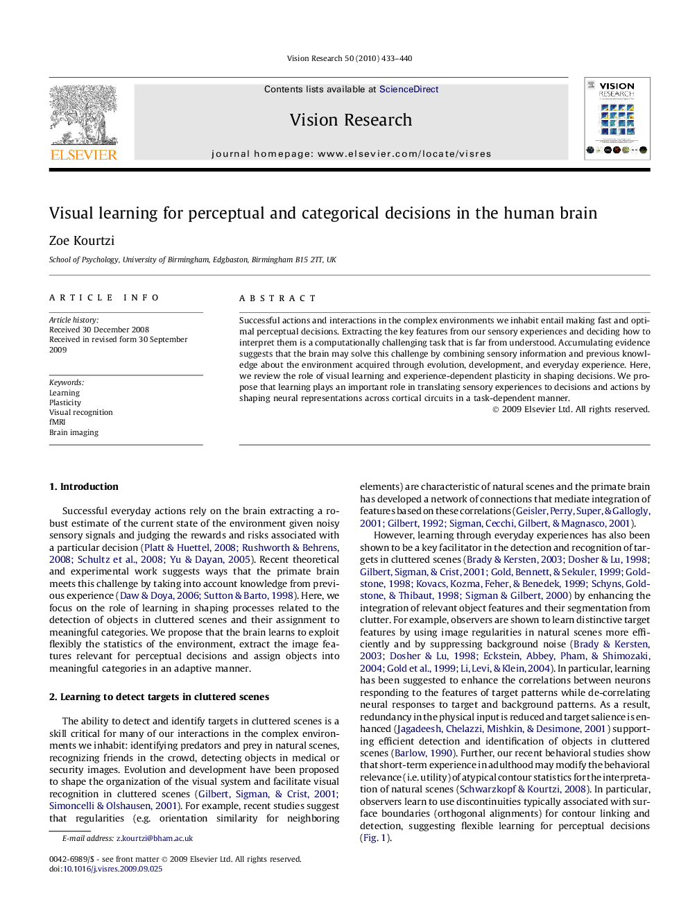 Visual learning for perceptual and categorical decisions in the human brain