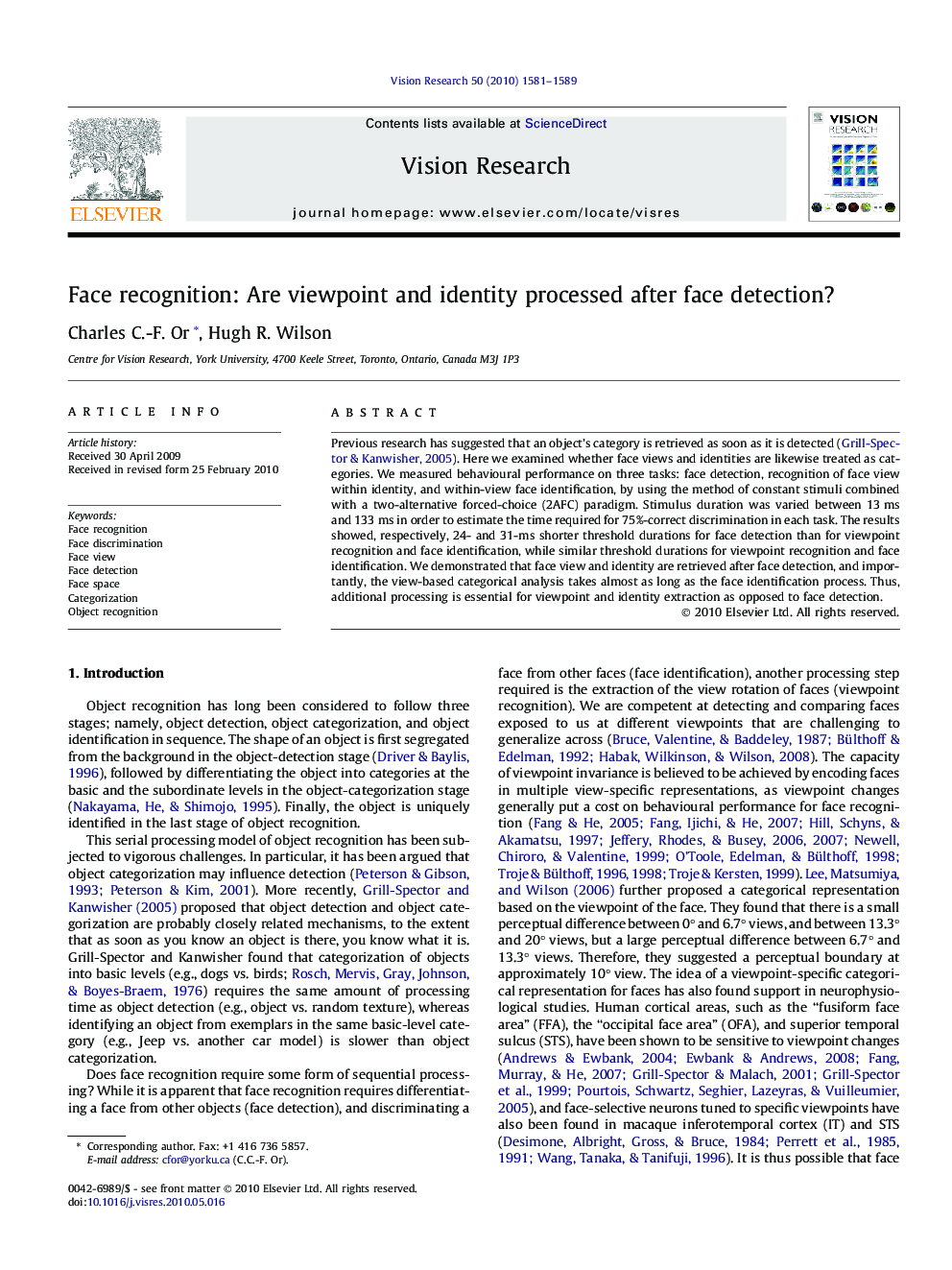 Face recognition: Are viewpoint and identity processed after face detection?