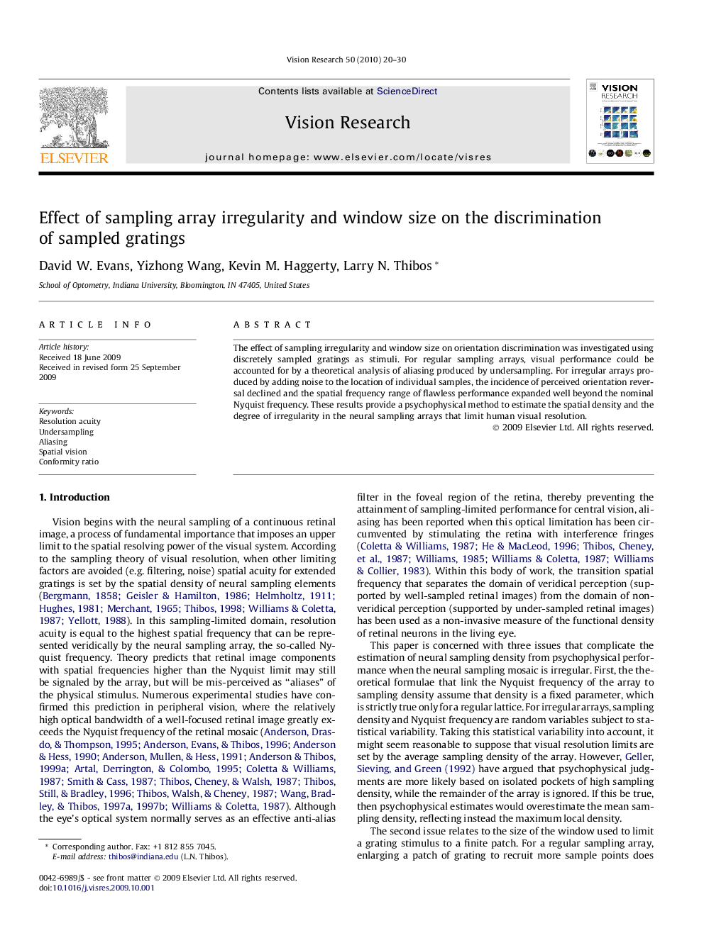 Effect of sampling array irregularity and window size on the discrimination of sampled gratings