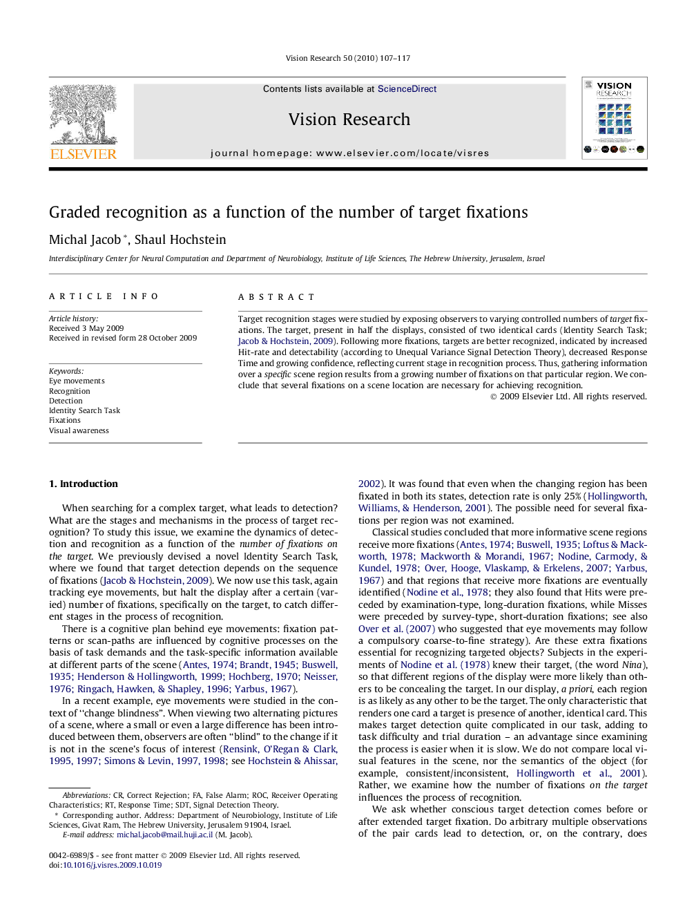 Graded recognition as a function of the number of target fixations