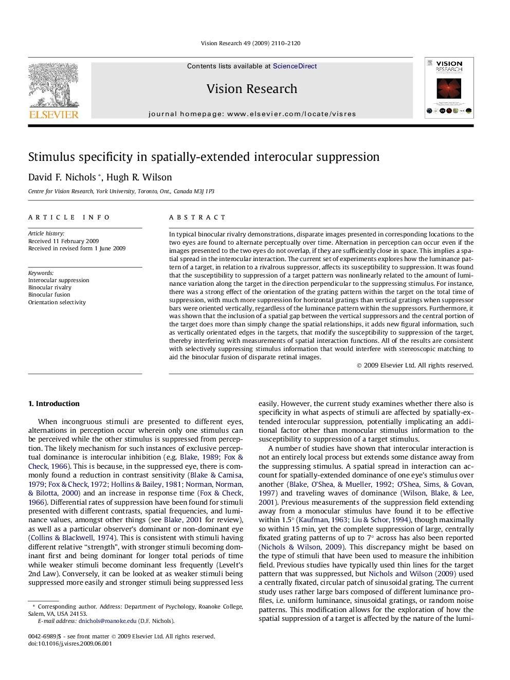 Stimulus specificity in spatially-extended interocular suppression