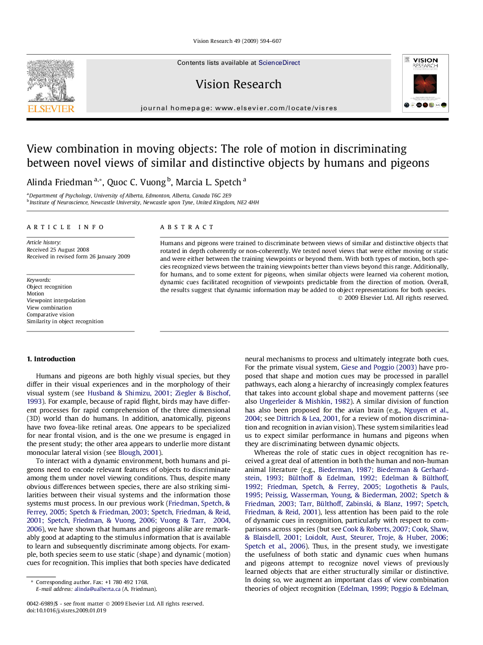 View combination in moving objects: The role of motion in discriminating between novel views of similar and distinctive objects by humans and pigeons