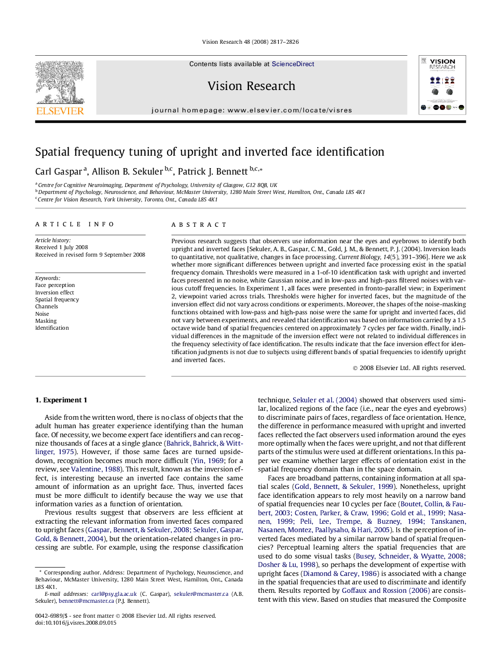 Spatial frequency tuning of upright and inverted face identification