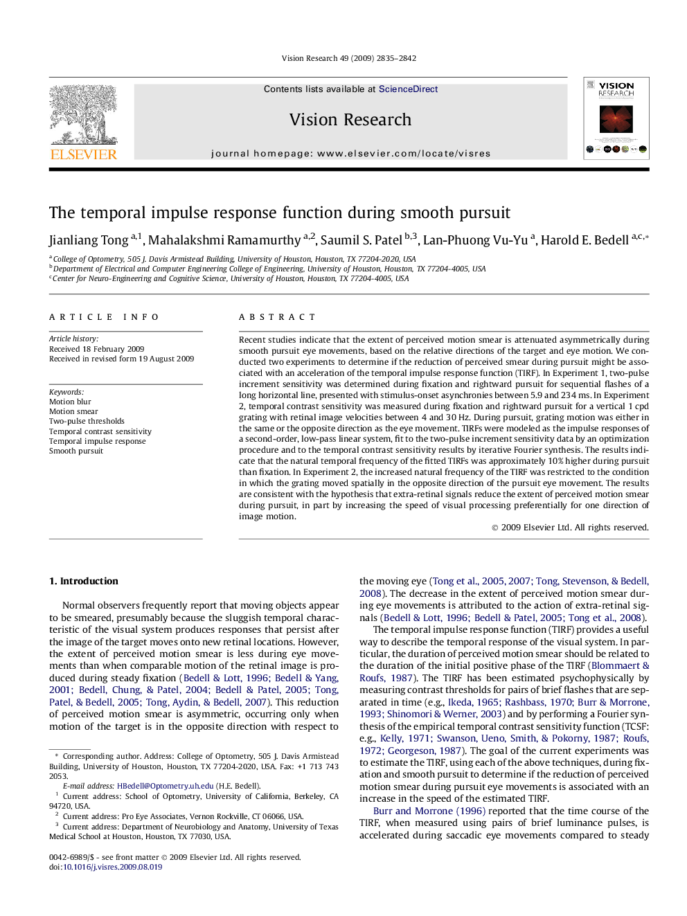 The temporal impulse response function during smooth pursuit