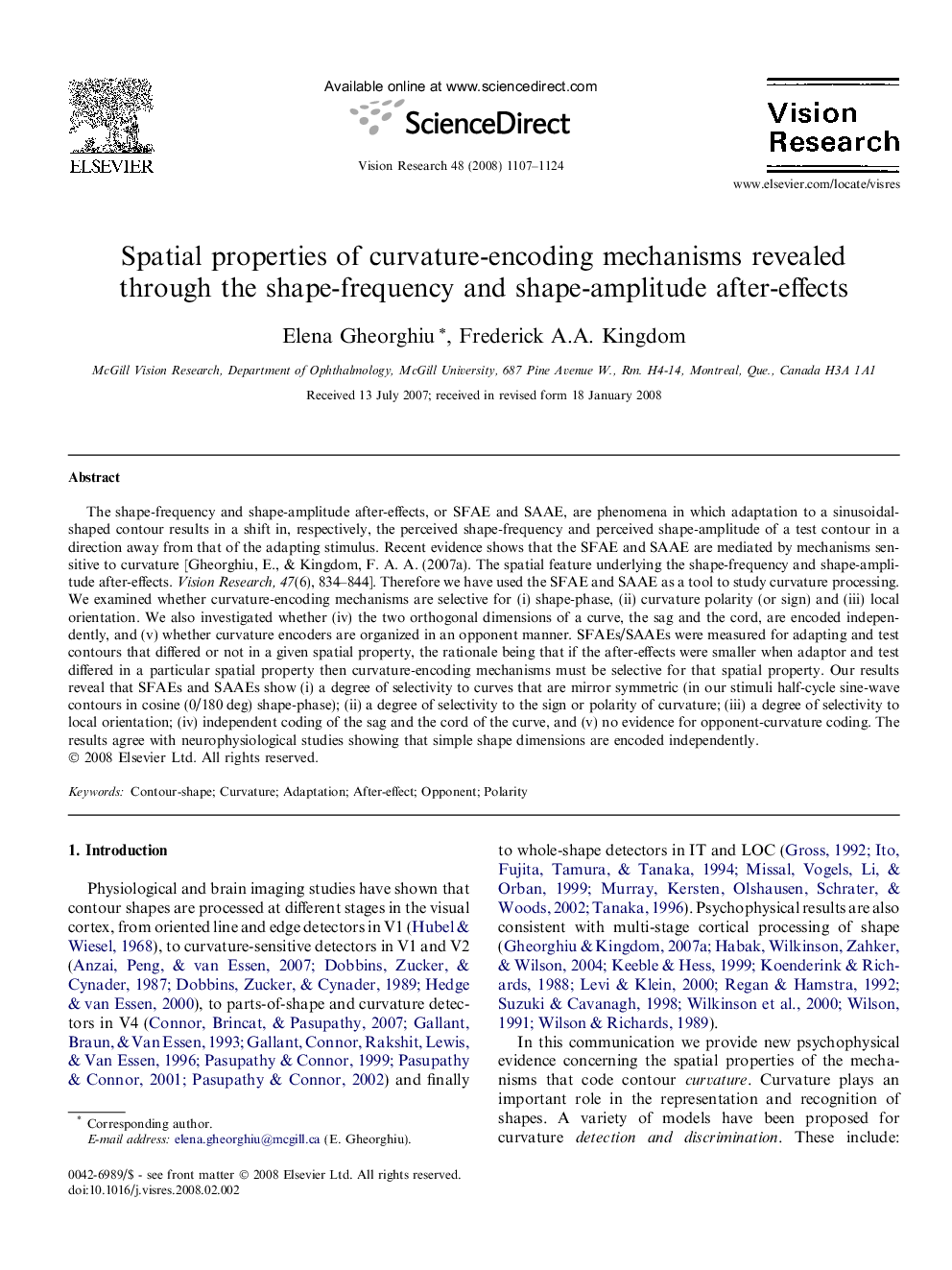 Spatial properties of curvature-encoding mechanisms revealed through the shape-frequency and shape-amplitude after-effects