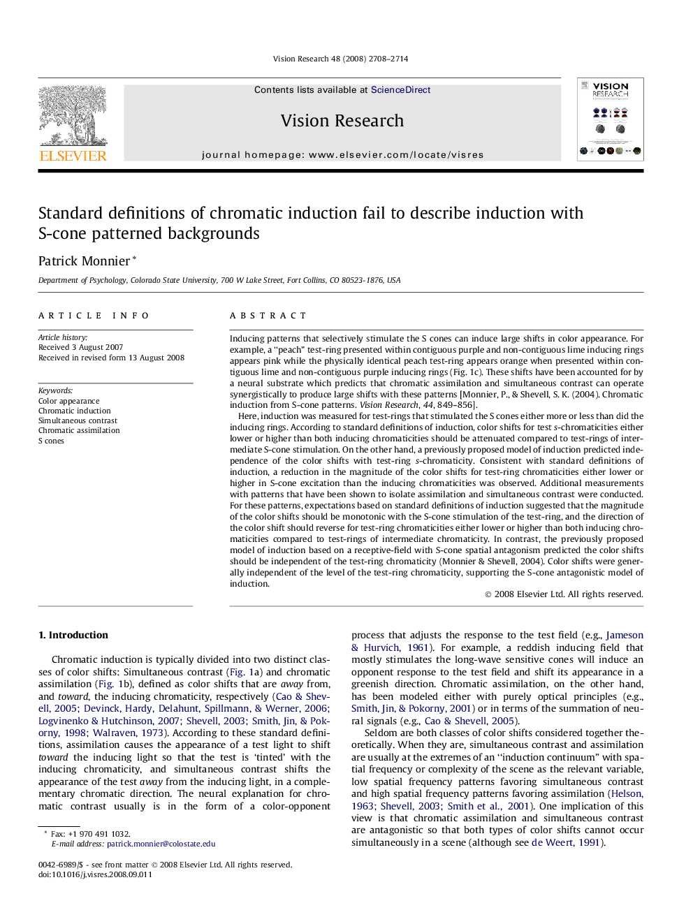 Standard definitions of chromatic induction fail to describe induction with S-cone patterned backgrounds