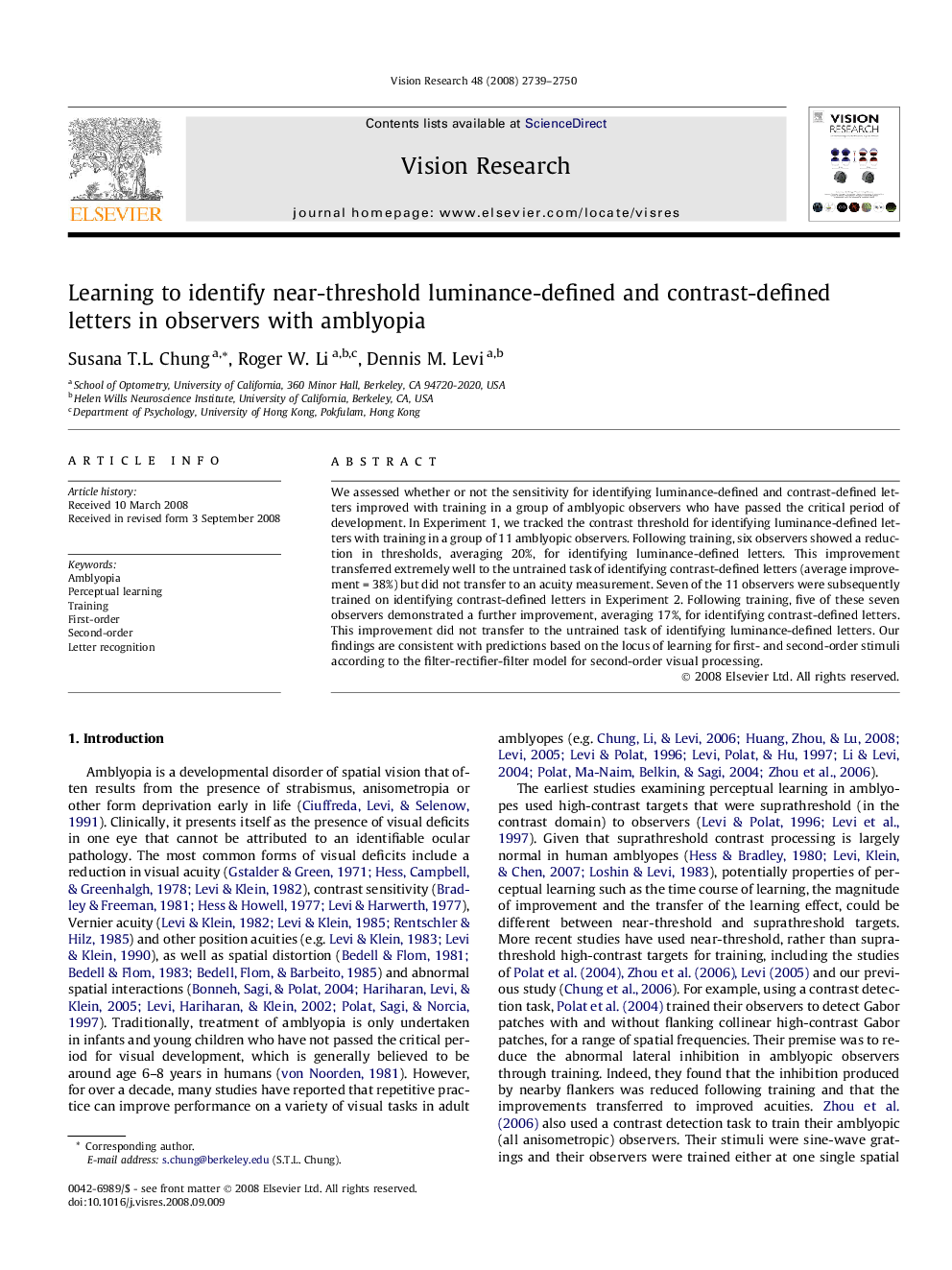 Learning to identify near-threshold luminance-defined and contrast-defined letters in observers with amblyopia