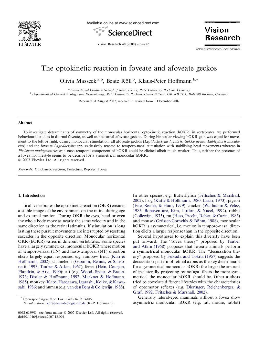 The optokinetic reaction in foveate and afoveate geckos