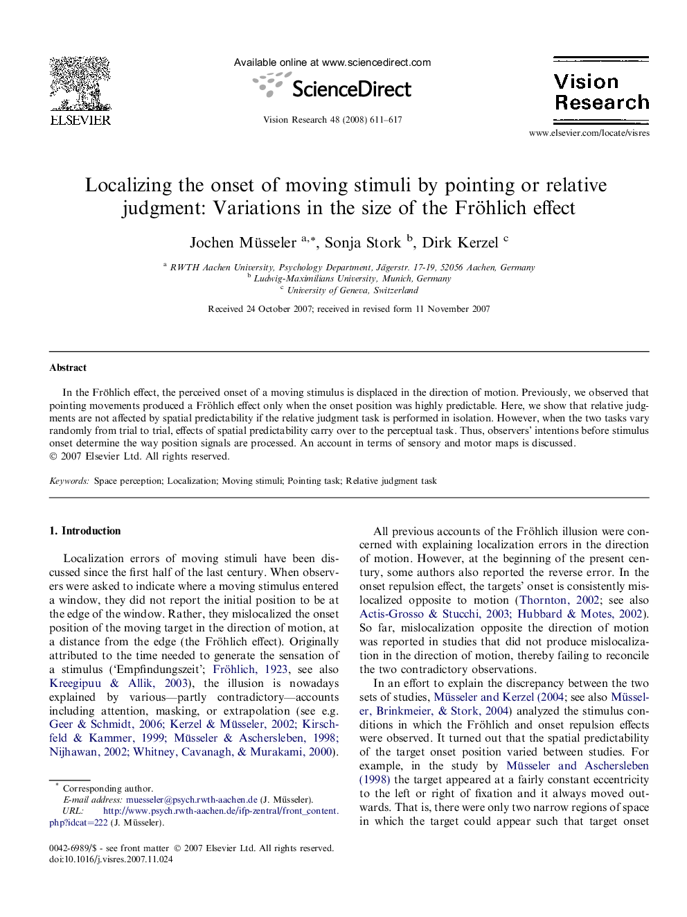 Localizing the onset of moving stimuli by pointing or relative judgment: Variations in the size of the Fröhlich effect