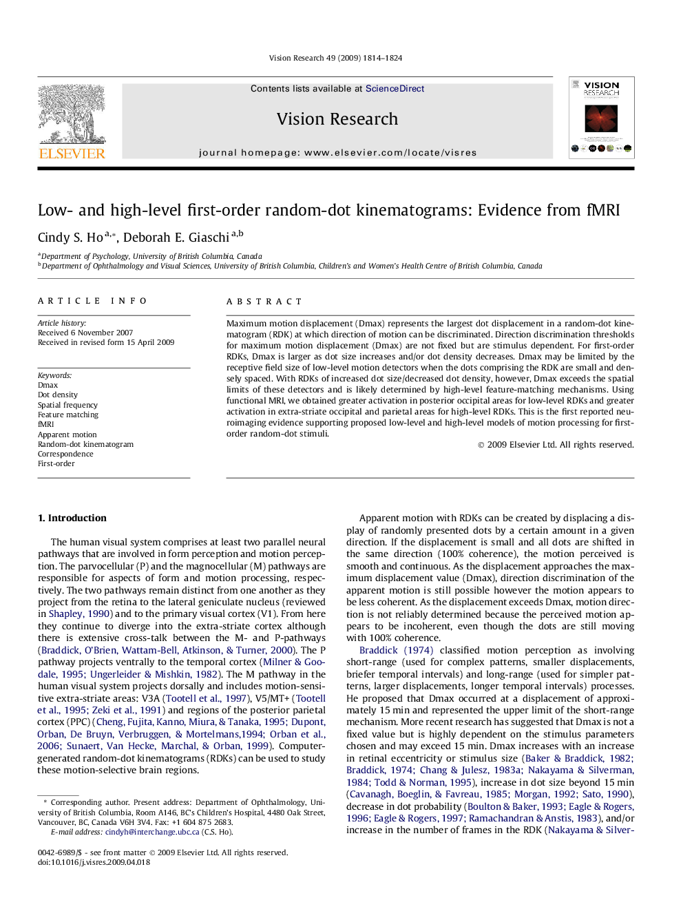 Low- and high-level first-order random-dot kinematograms: Evidence from fMRI