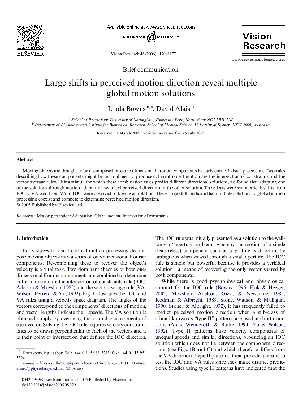 Large shifts in perceived motion direction reveal multiple global motion solutions