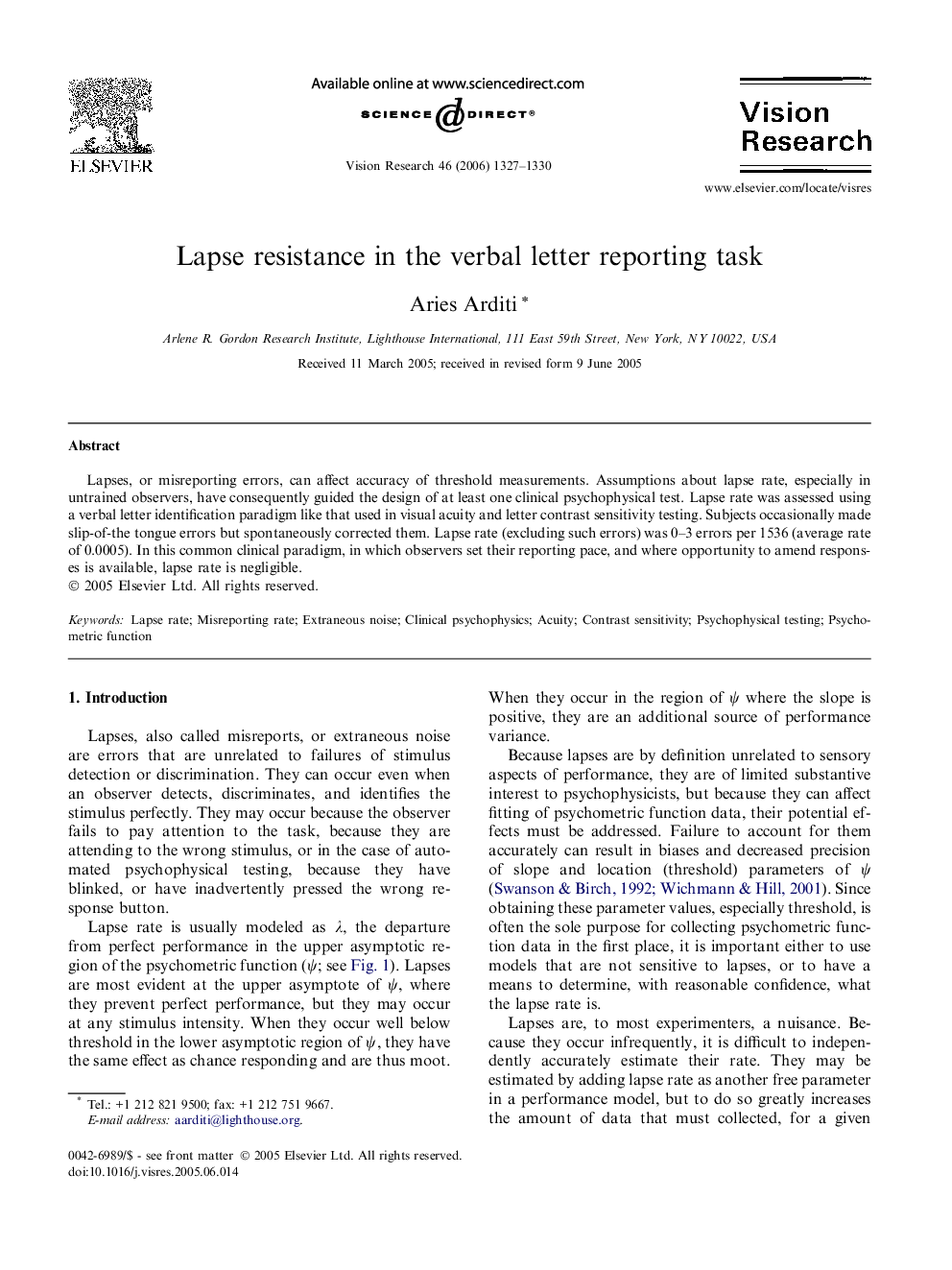 Lapse resistance in the verbal letter reporting task