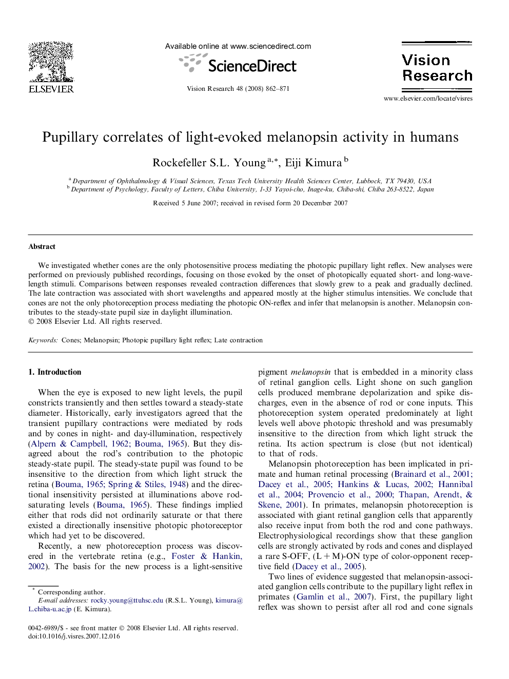 Pupillary correlates of light-evoked melanopsin activity in humans