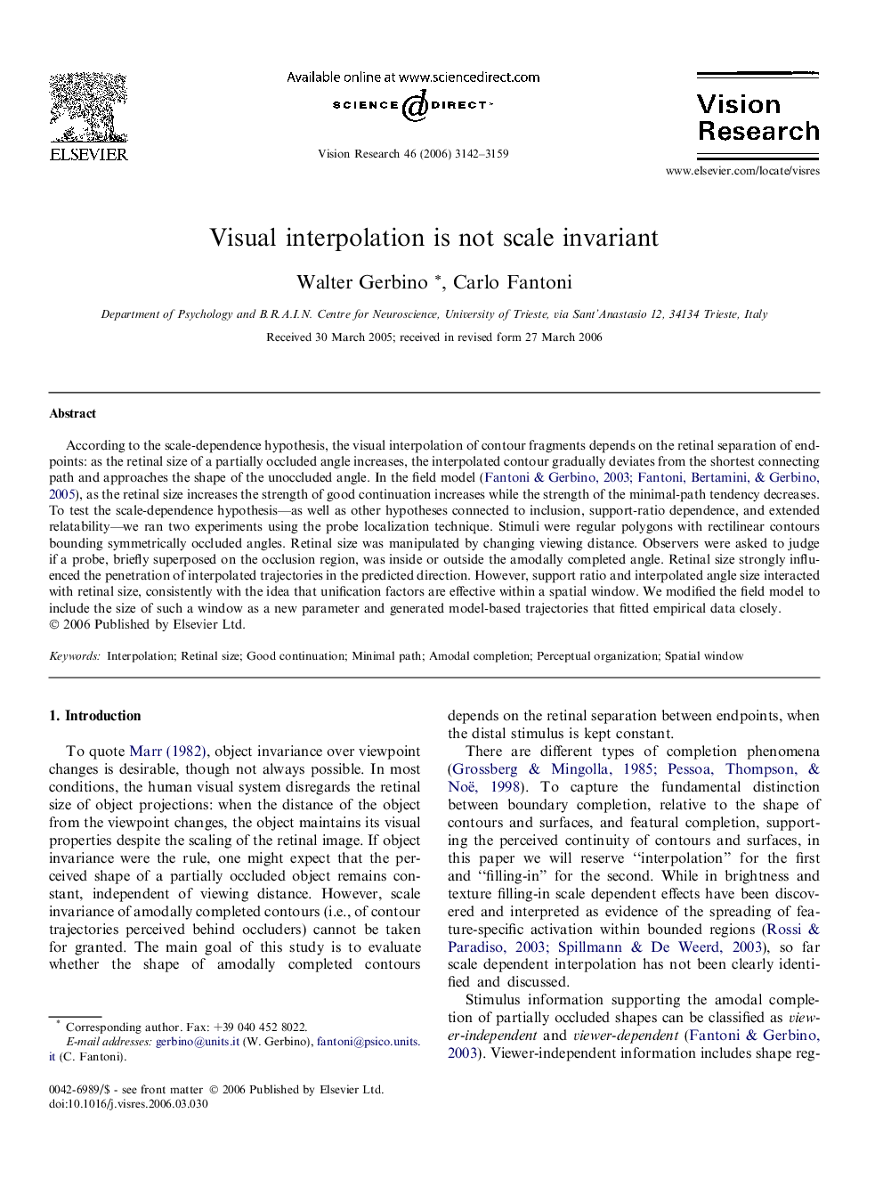 Visual interpolation is not scale invariant