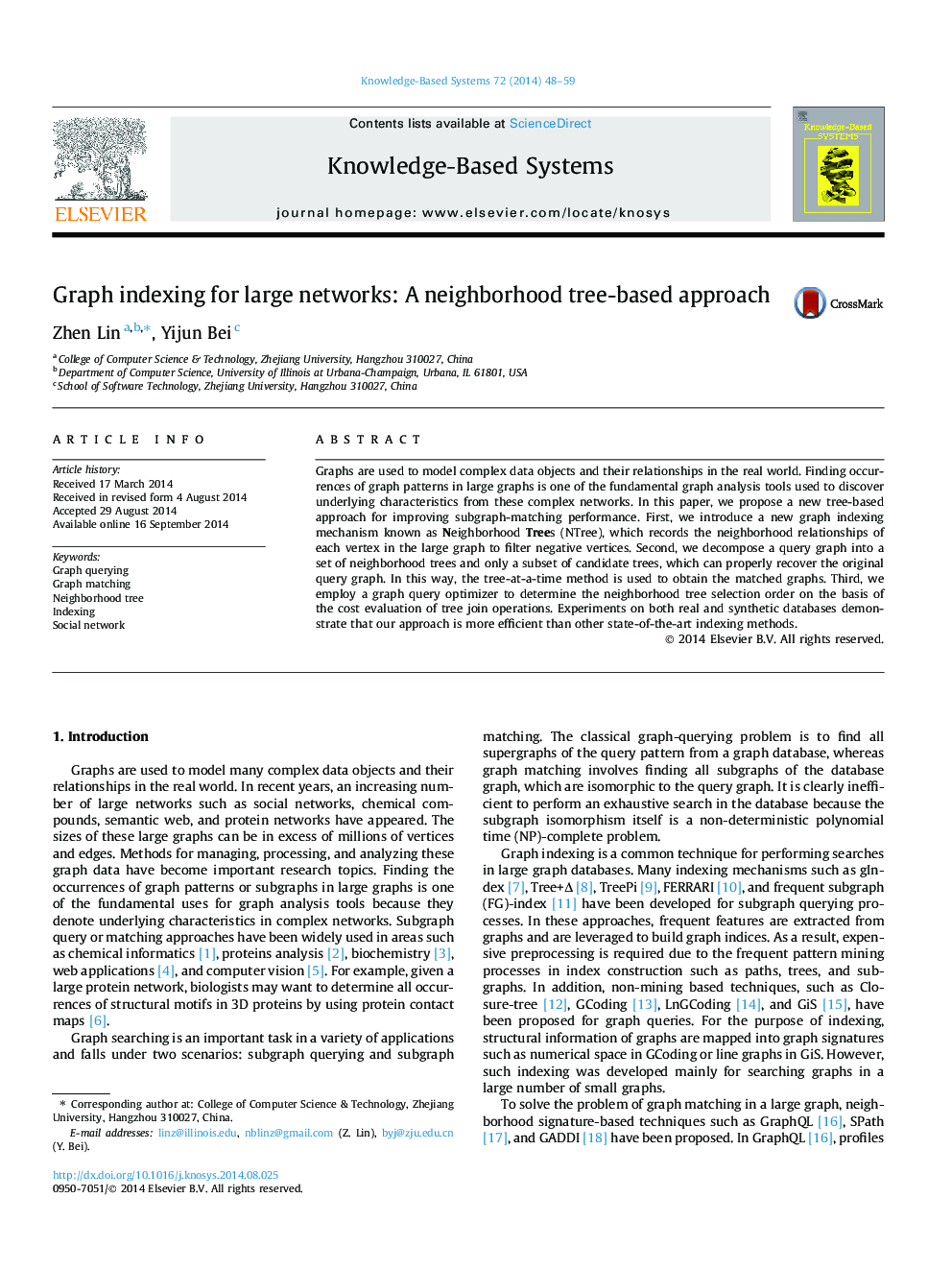 Graph indexing for large networks: A neighborhood tree-based approach