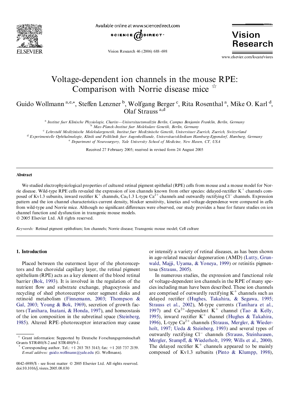 Voltage-dependent ion channels in the mouse RPE: Comparison with Norrie disease mice 