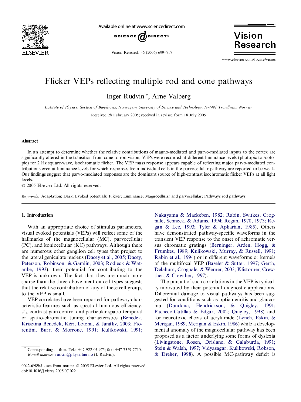 Flicker VEPs reflecting multiple rod and cone pathways