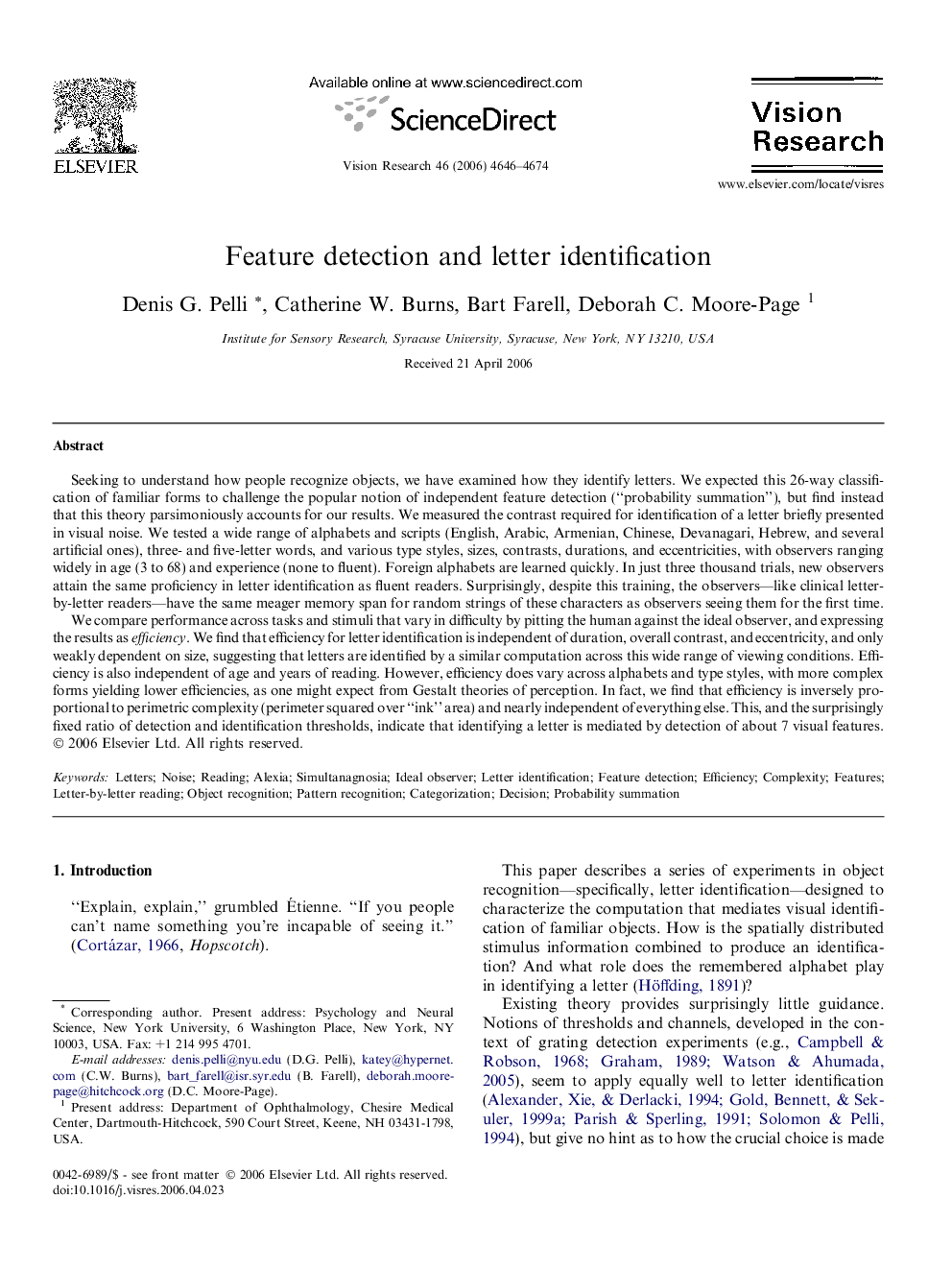 Feature detection and letter identification