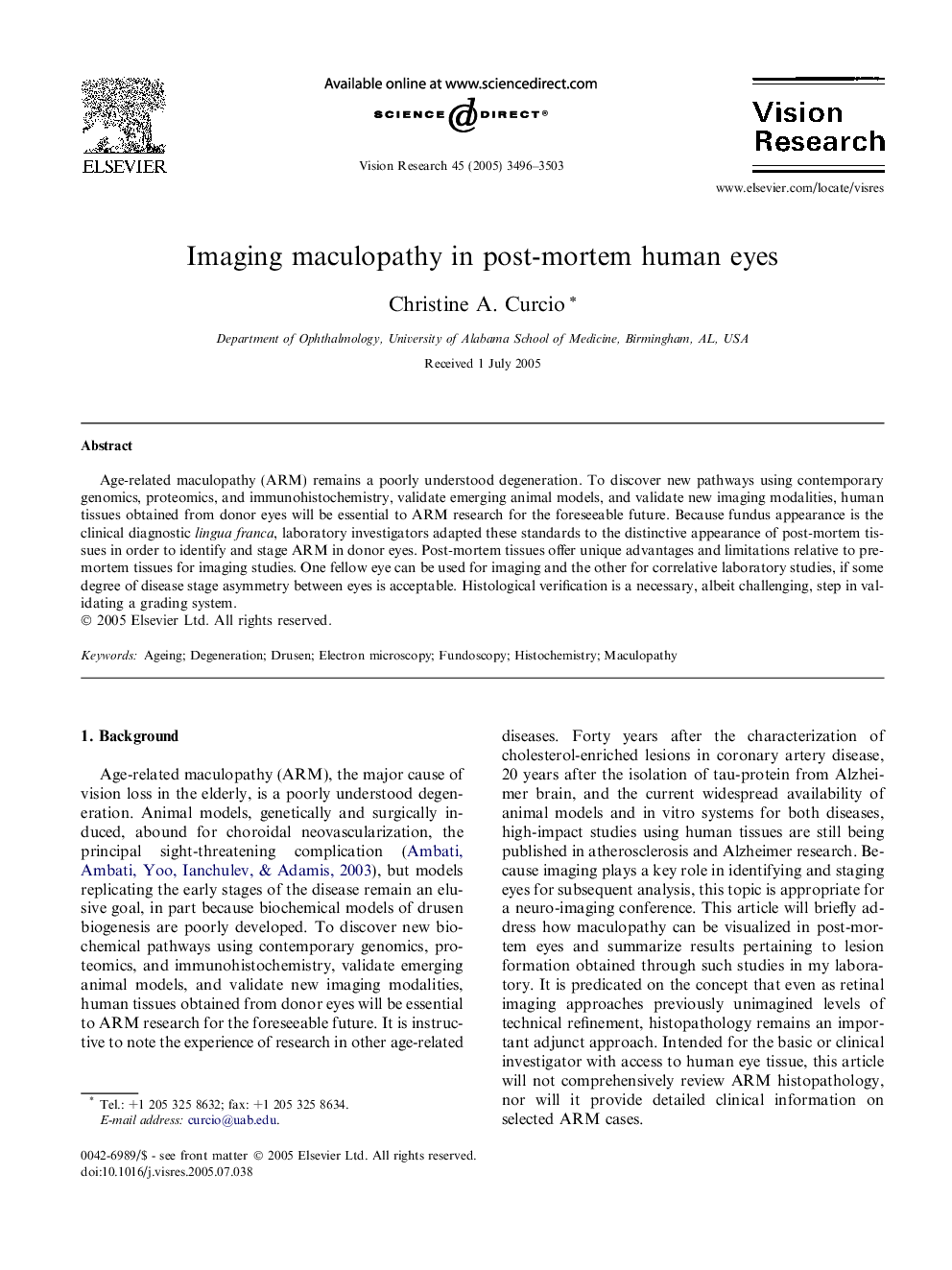 Imaging maculopathy in post-mortem human eyes