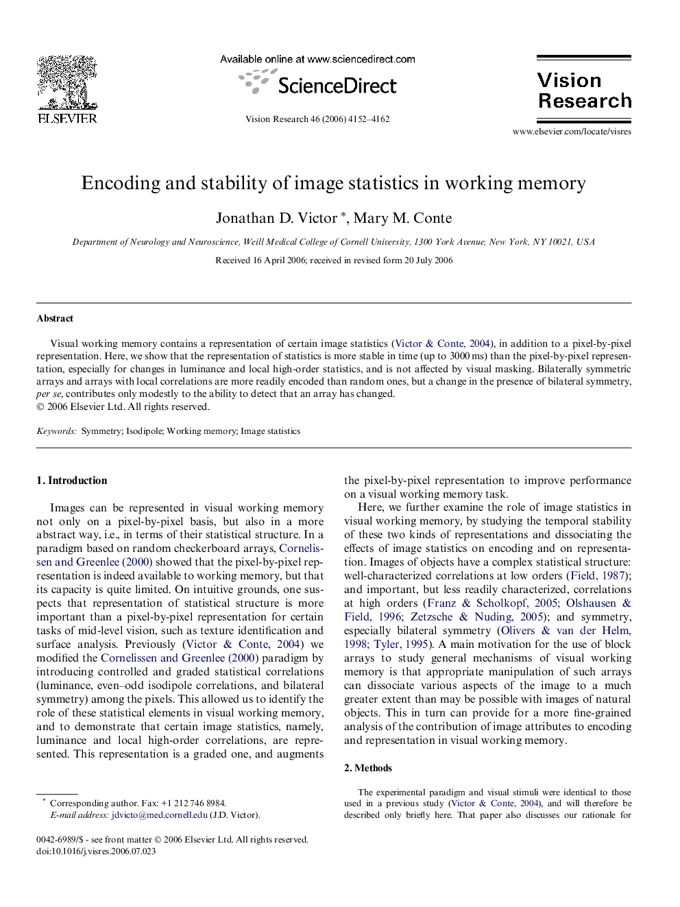 Encoding and stability of image statistics in working memory