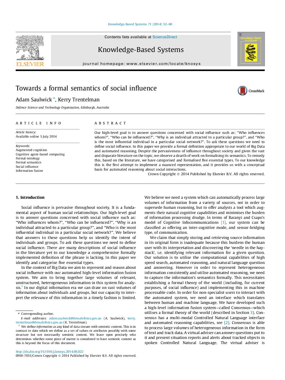 Towards a formal semantics of social influence