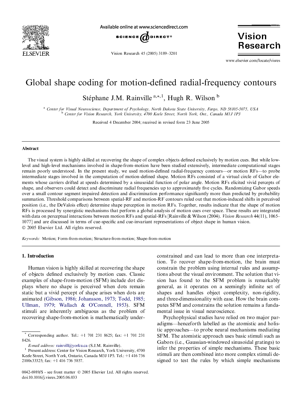 Global shape coding for motion-defined radial-frequency contours