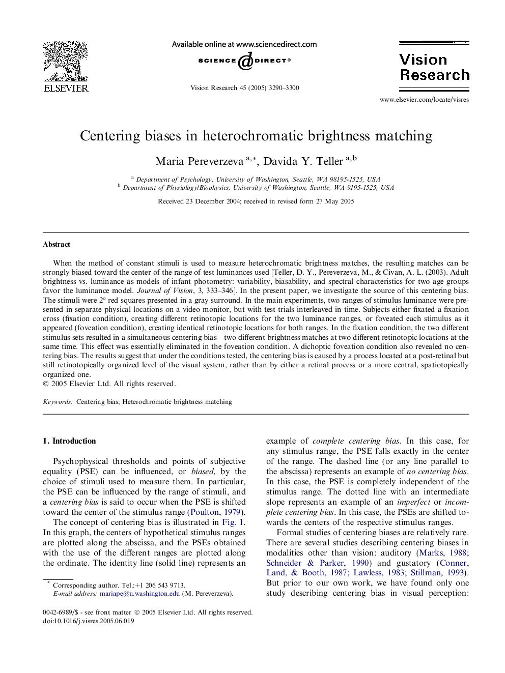 Centering biases in heterochromatic brightness matching