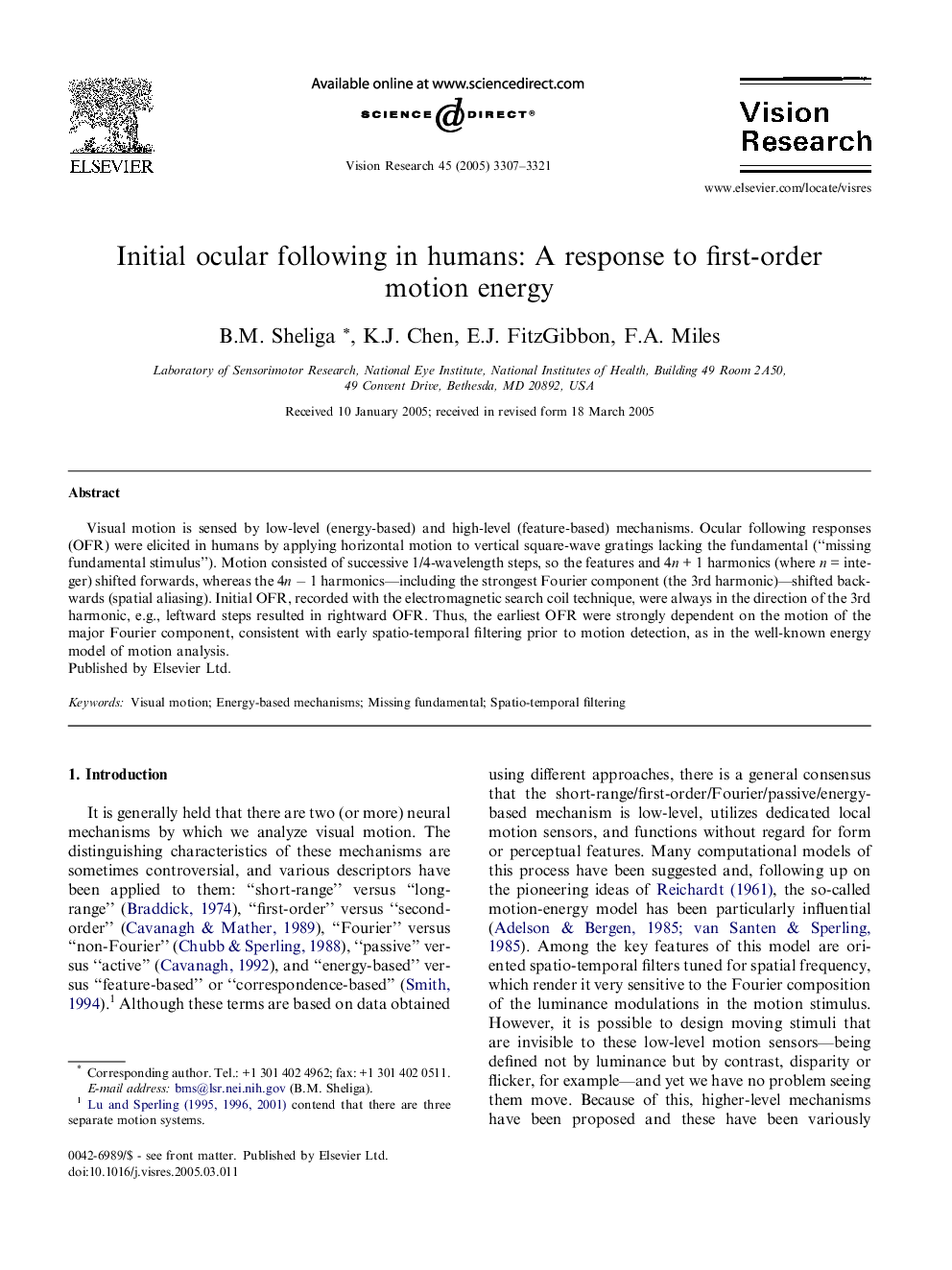 Initial ocular following in humans: A response to first-order motion energy