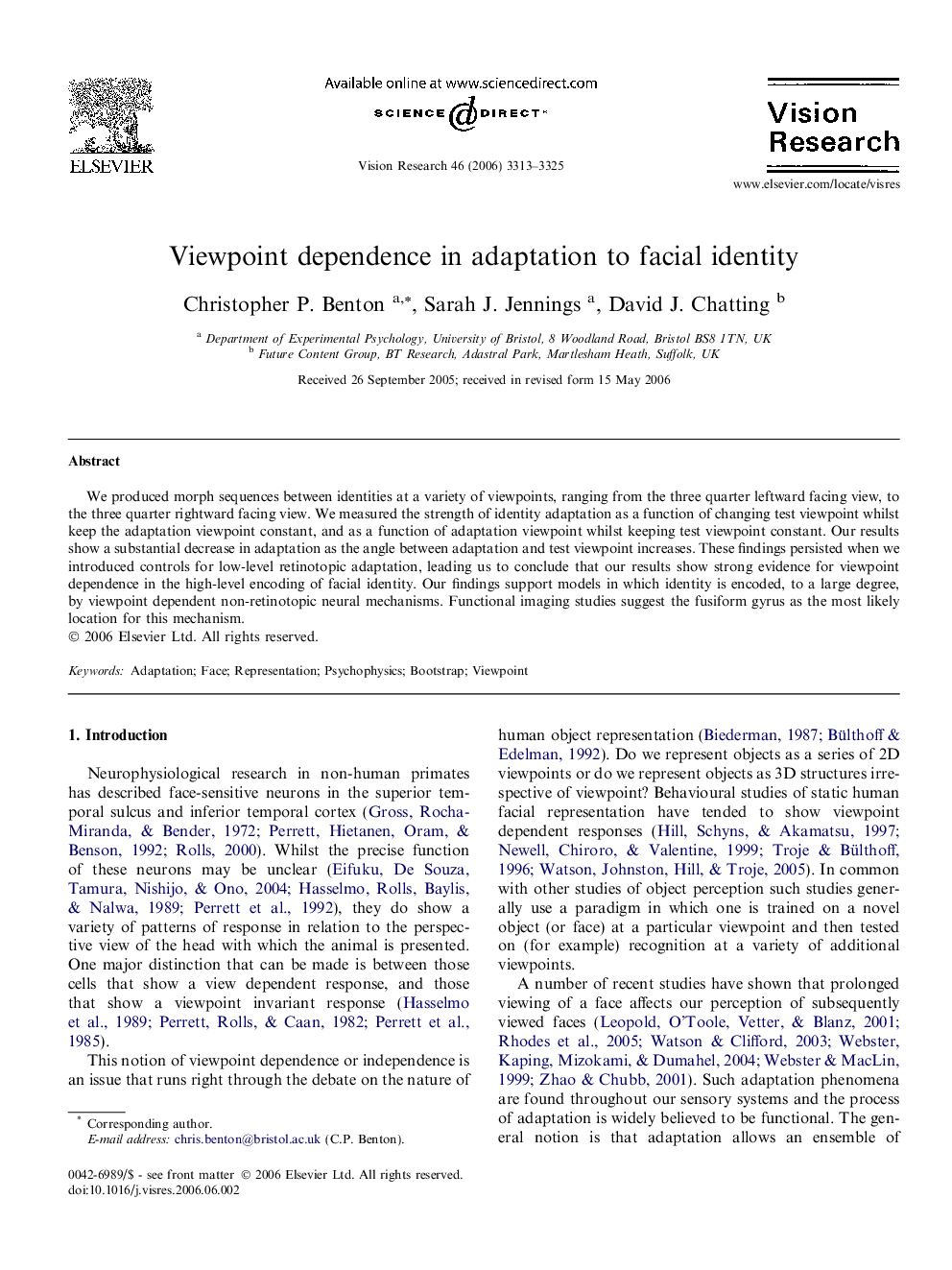 Viewpoint dependence in adaptation to facial identity