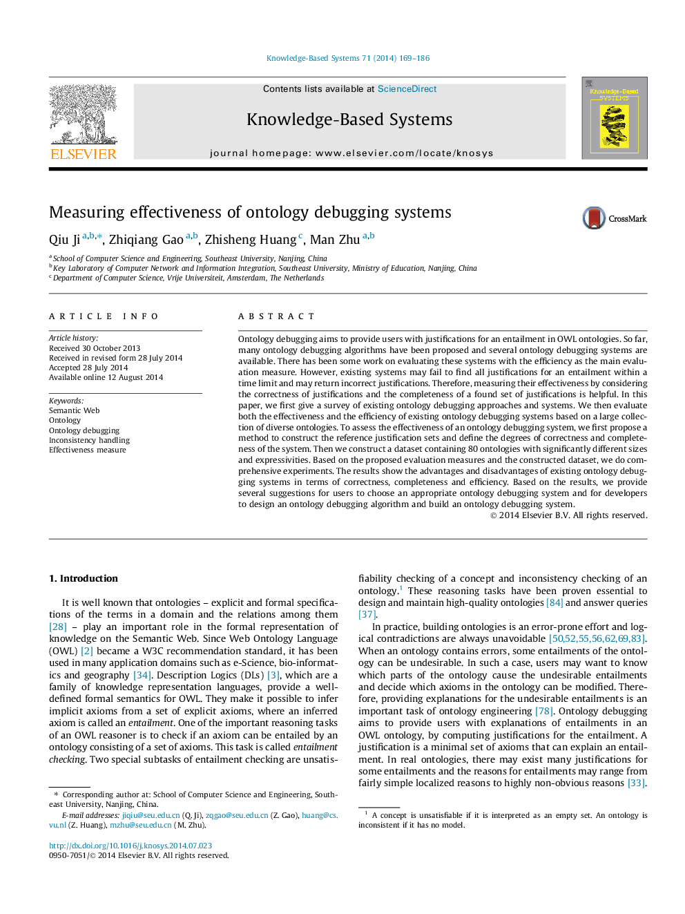 Measuring effectiveness of ontology debugging systems