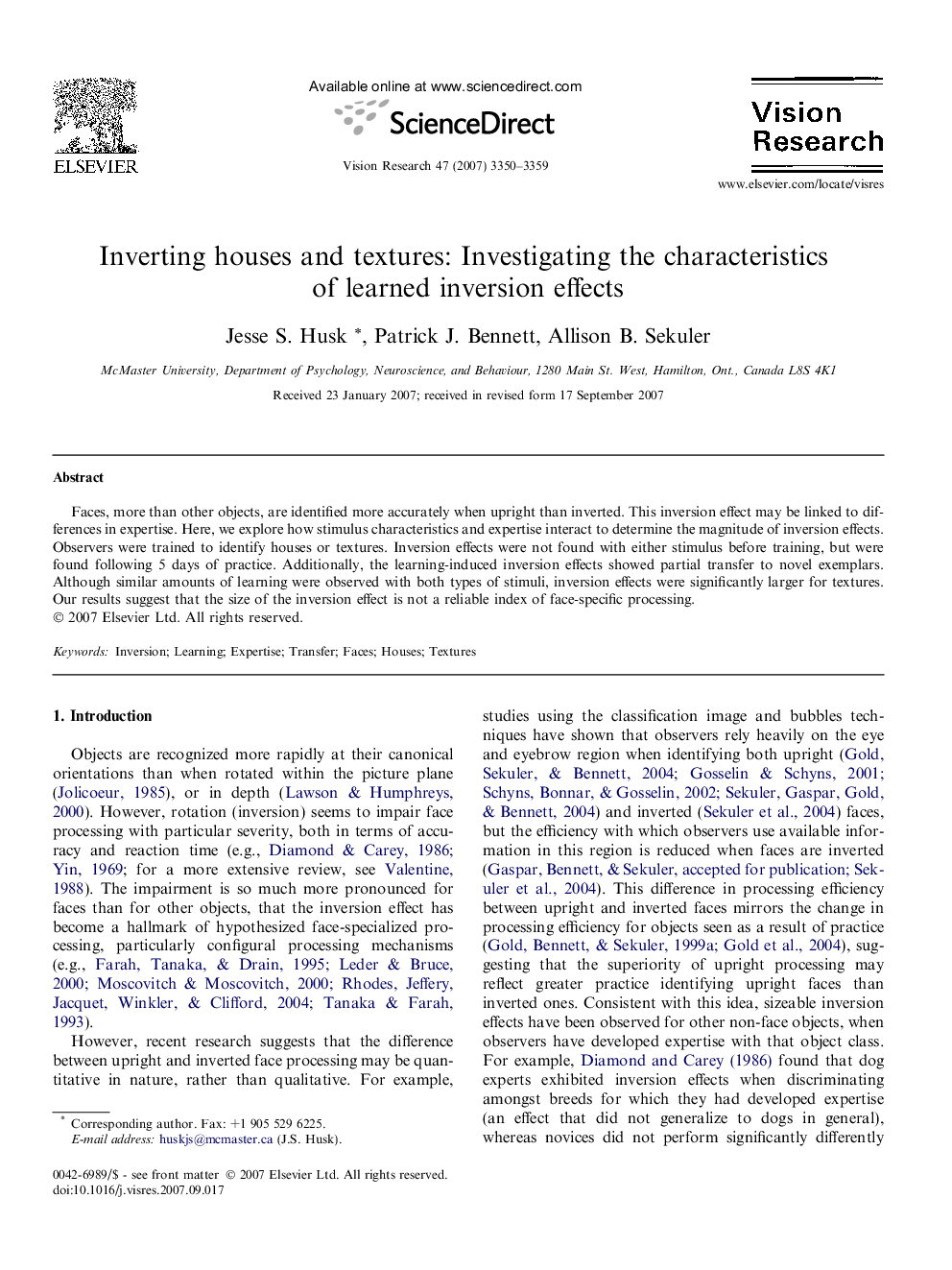 Inverting houses and textures: Investigating the characteristics of learned inversion effects