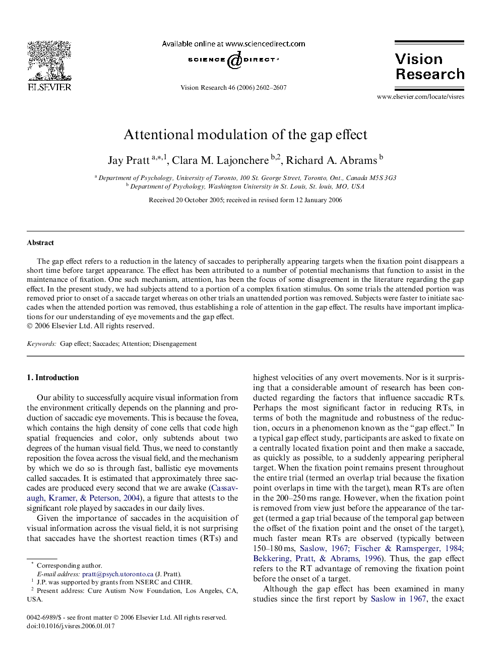 Attentional modulation of the gap effect