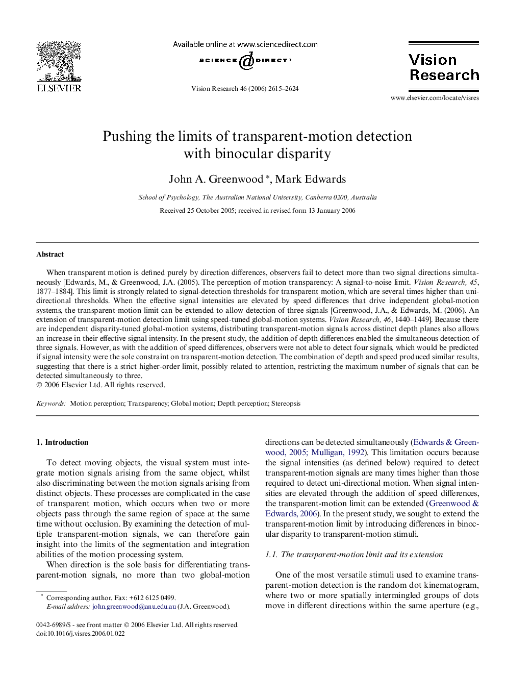 Pushing the limits of transparent-motion detection with binocular disparity