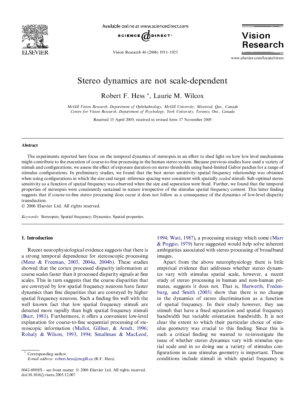 Stereo dynamics are not scale-dependent