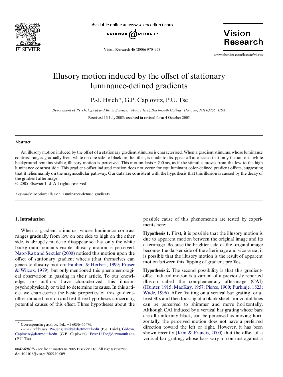 Illusory motion induced by the offset of stationary luminance-defined gradients