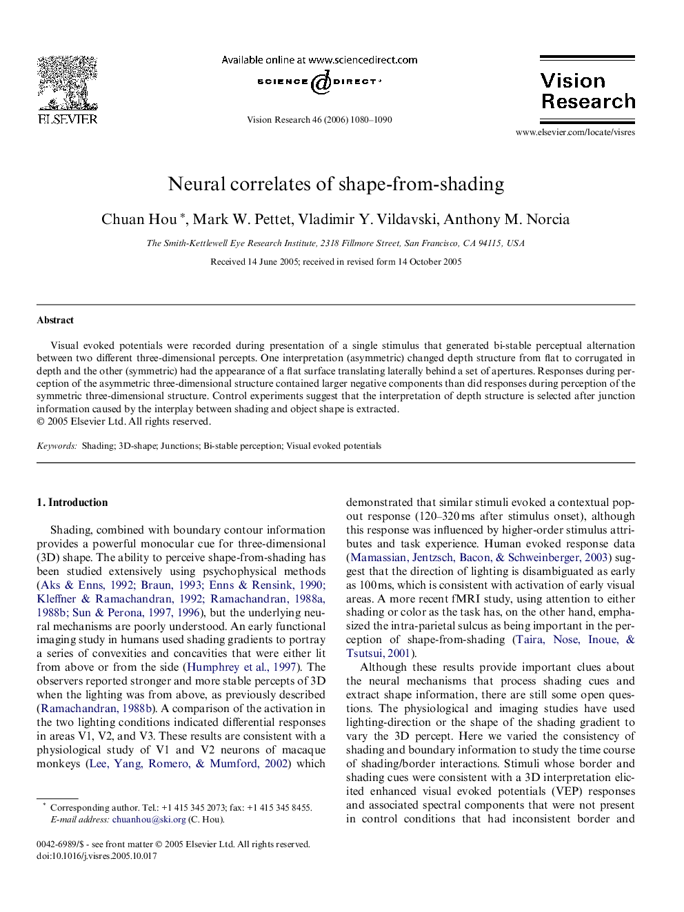 Neural correlates of shape-from-shading