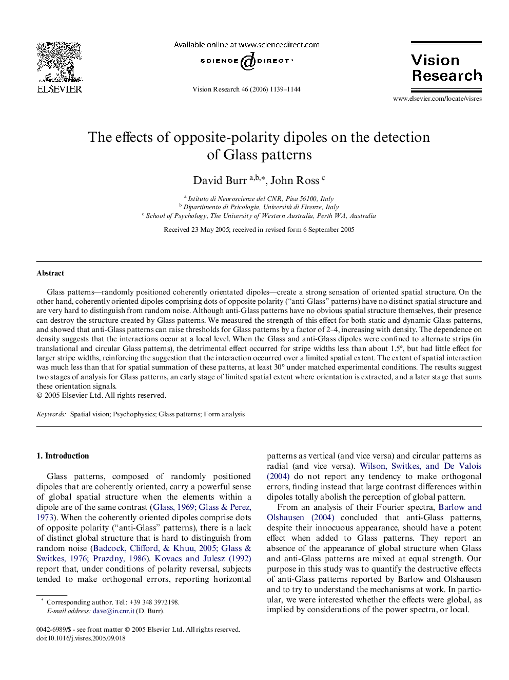 The effects of opposite-polarity dipoles on the detection of Glass patterns